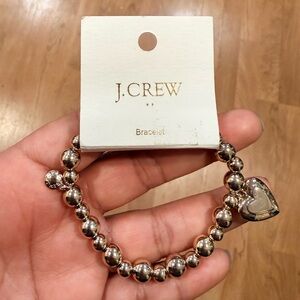 J. Crew Gold Beaded Bracelet with Heart Charm